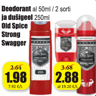 Allahindlus - Deodorant al 50 ml/2 sorti ja dušigeel 250 ml Old Spice Strong Swagger