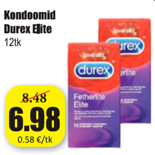 Allahindlus - Kondoomid Durex Elite 12 tk