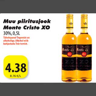 Allahindlus - Muu piiritusjook Monte Cristo XO 30%,0,5l