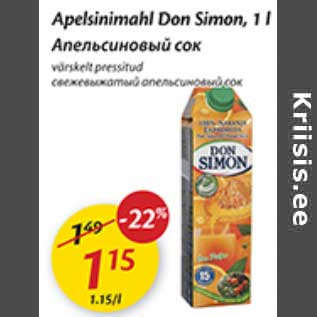 Allahindlus - Apelsinimahl Don Simon, 1 l