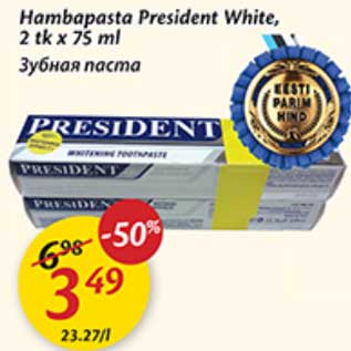 Allahindlus - Hambapasta President White, 2 tk x 75 ml