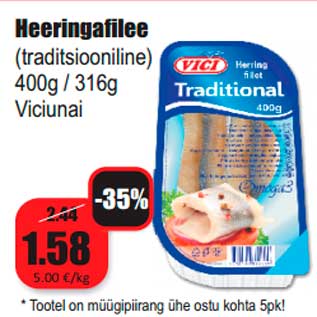 Allahindlus - Heeringafilee (traditsiooniline) 400g / 316g Viciunai