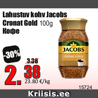 Allahindlus - Lahustuv kohv Jacobs Cronat Gold 100g