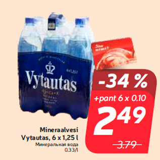 Allahindlus - Mineraalvesi Vytautas, 6 x 1,25 l