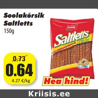 Allahindlus - Soolakõrsik Saltletts 150g