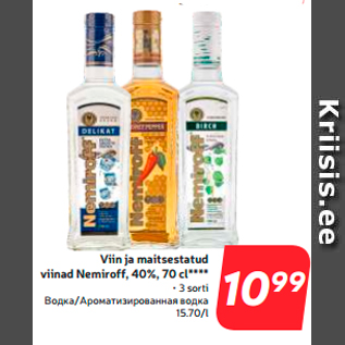 Allahindlus - Viin ja maitsestatud viinad Nemiroff, 40%, 70 cl****