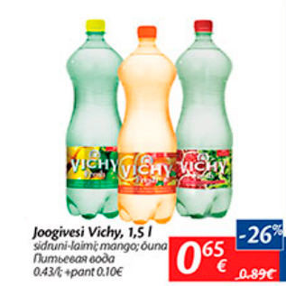 Allahindlus - Joogivesi Vichy, 1,5 l