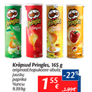 Allahindlus - Krõpsud Pringles, 165 g