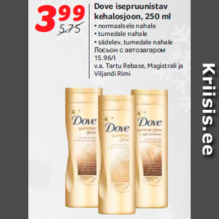 Allahindlus - Dove isepruunistav kehalosjoon, 250 ml