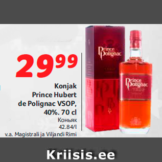 Allahindlus - Konjak Prince Hubert de Polignac VSOP