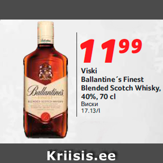 Allahindlus - Viski Ballantine´s Finest Blended Scotch Whisky