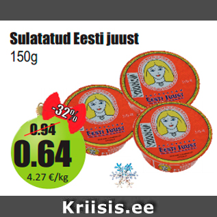 Allahindlus - Sulatatud Eesti juust 150g