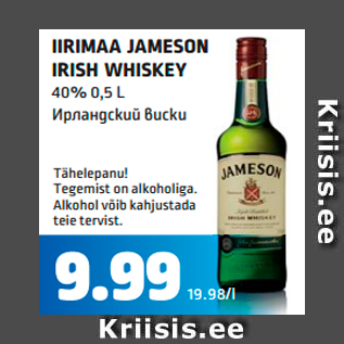 Allahindlus - IIRIMAA JAMESON IRISH WHISKEY