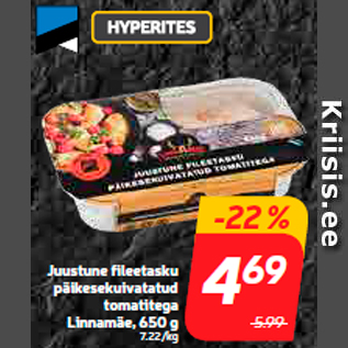 Allahindlus - Juustune fileetasku päikesekuivatatud tomatitega Linnamäe, 650 g