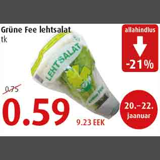 Allahindlus - Grüne Fee lehtsalat