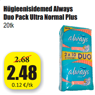 Allahindlus - Hügieenisidemed Always Duo Pack Ultra Normal Plus 20tk