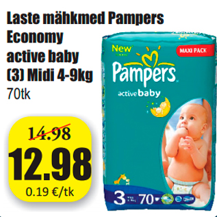 Allahindlus - Laste mähkmed Pampers Economy active baby