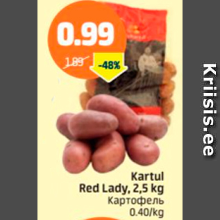 Allahindlus - Kartul Red Lady, 2,5 kg