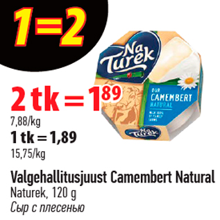 Allahindlus - Valgehallitusjuust Camembert Natural Naturek, 120 g