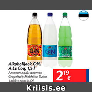 Allahindlus - Alkohoolijook G:N, A.Le Coq, 1,5 l