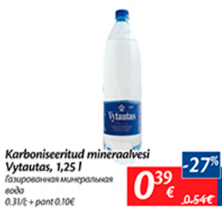 Allahindlus - Karboniseeritud mineraalvesi Vytautas, 1,25 l