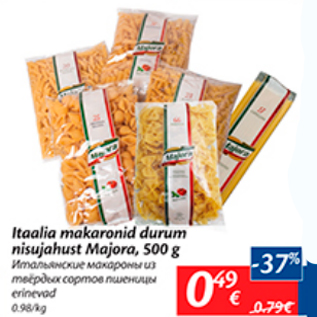 Allahindlus - Itaalia makaronid durum nisujahust Majora, 500 g