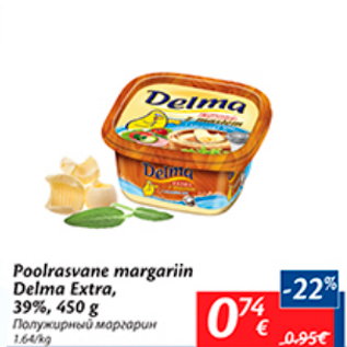 Allahindlus - Poolrasvane margariin Delma Extra