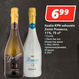 Allahindlus - Itaalia KPN vahuvein Zonin Prosecco, 11%, 75 cl*