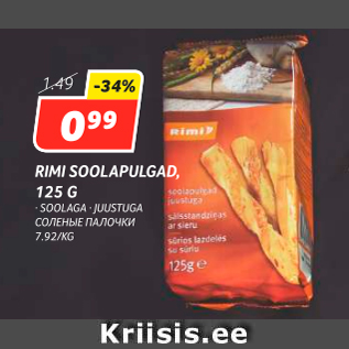 Allahindlus - RIMI SOOLAPULGAD, 125 G