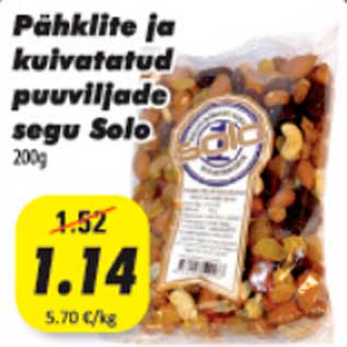 Allahindlus - Pähklite ja kuivatatud puuviljade segu Solo 200g