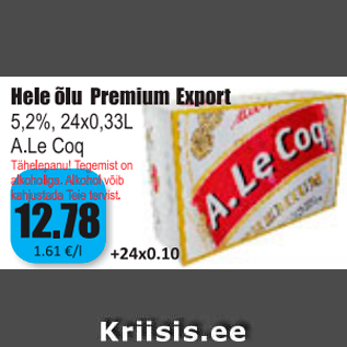 Allahindlus - Hele õlu Premium Export