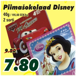 Allahindlus - Piimašokolaad Disney