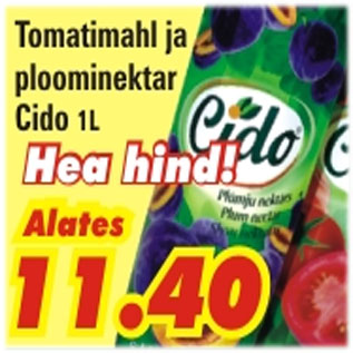 Allahindlus - Tomatimahl ja ploominektar Cido