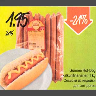 Allahindlus - Gurmее Hot-Dog kalkuniliha viiner, 1 kg