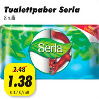 Allahindlus - Tualettpaber Serla 8 rulli