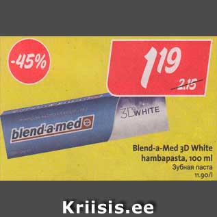 Allahindlus - Blend-a-Med 3D White hambapasta, 100 ml