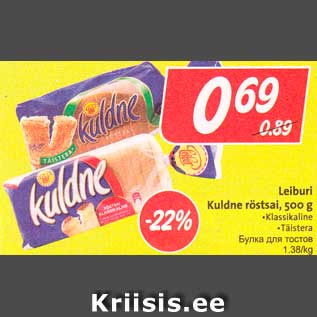 Allahindlus - Leiburi Kuldne röstsai, 500 g