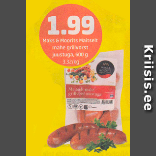 Allahindlus - Maks&Moorits Maitselt mahe grillvorst juustuga, 500 g