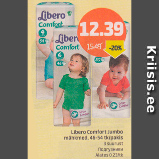 Allahindlus - Libero Comfort Jumbo Mähkmed, 46-54 tk/pakis