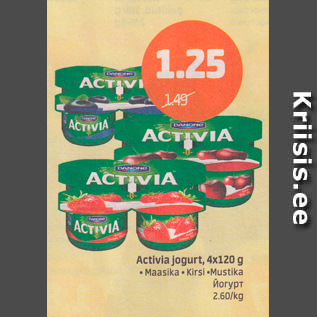 Allahindlus - Activia jogurt, 4 x 120 g