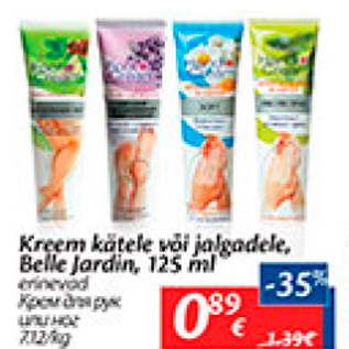 Allahindlus - Kreem kätele või jalgadele, Belle Jardin, 125 ml