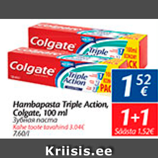 Allahindlus - Hambapasta Triple Action, Colgate, 100 ml