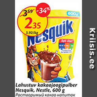 Allahindlus - Lahustuv kakaojoogipulber Nesquik, Nestle, 600 g