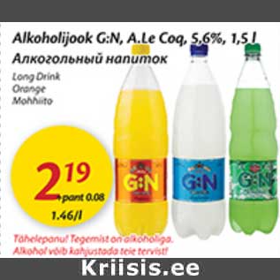 Allahindlus - Alkoholijook G:N, A.Le Coq,