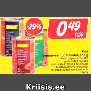 Allahindlus - Rimi konserveeritud tomatid, 400 g