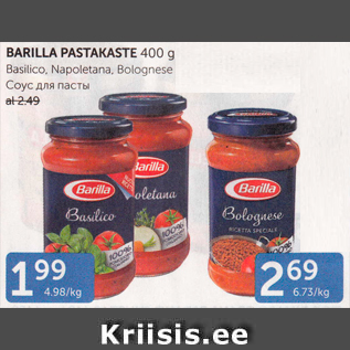 Allahindlus - BARILLA PASTAKASTE 400 G