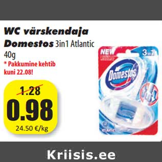 Allahindlus - WC värskendaja Domestos 3in1 Atlantic 40g