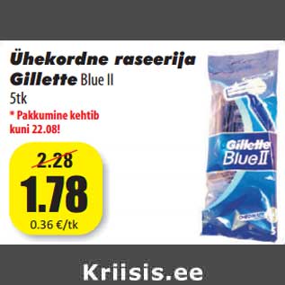 Allahindlus - Ühekordne raseerija GilletteBlue II 5tk