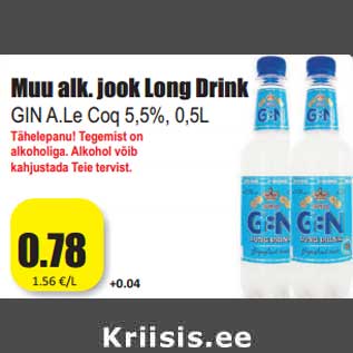 Allahindlus - Muu alk. jook Long Drink