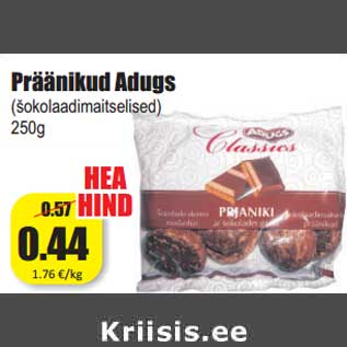 Allahindlus - Präänikud Adugs (sokolaadimaitselised) 250g